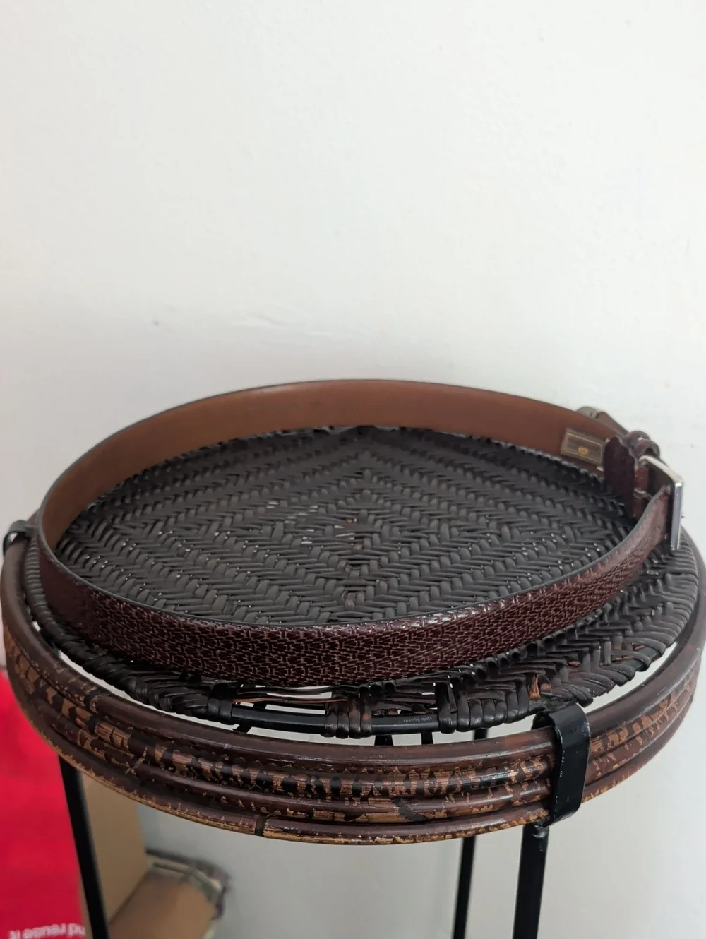 Trafalgar Brown Braid-Textured Men's Western Dress Belt Silver-tone Buckle Sz 38